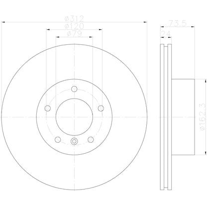 Hella Pagid Disc Brake Rotor 355123002