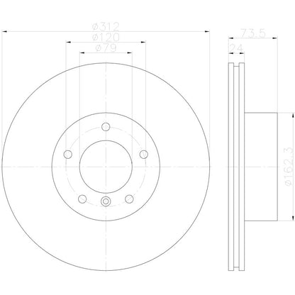 Hella Pagid Disc Brake Rotor 355123002