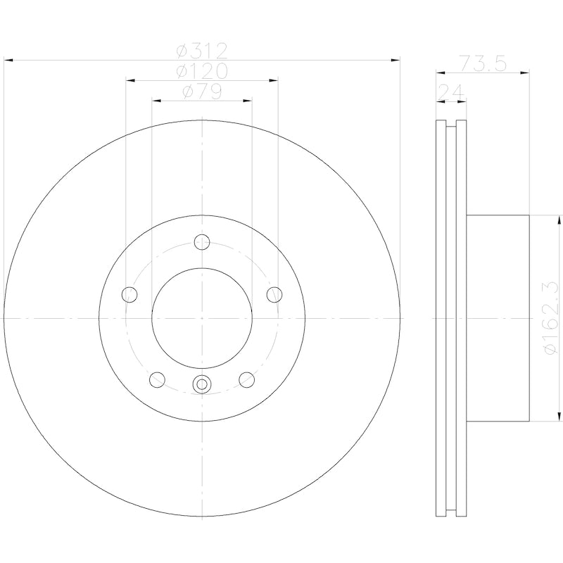 Hella Pagid Disc Brake Rotor 355123002