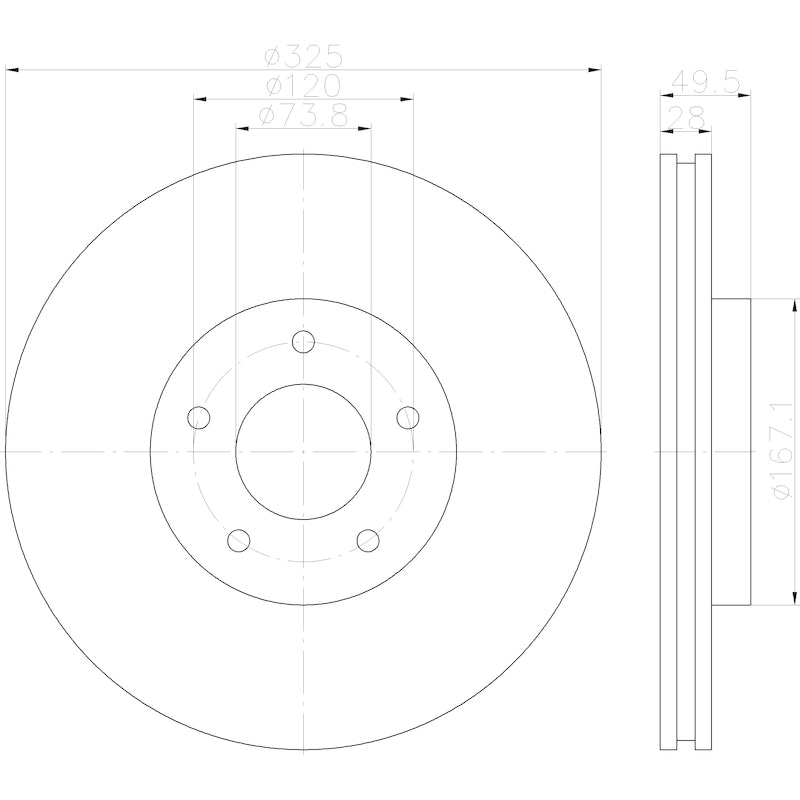 Hella Pagid Disc Brake Rotor 355123052