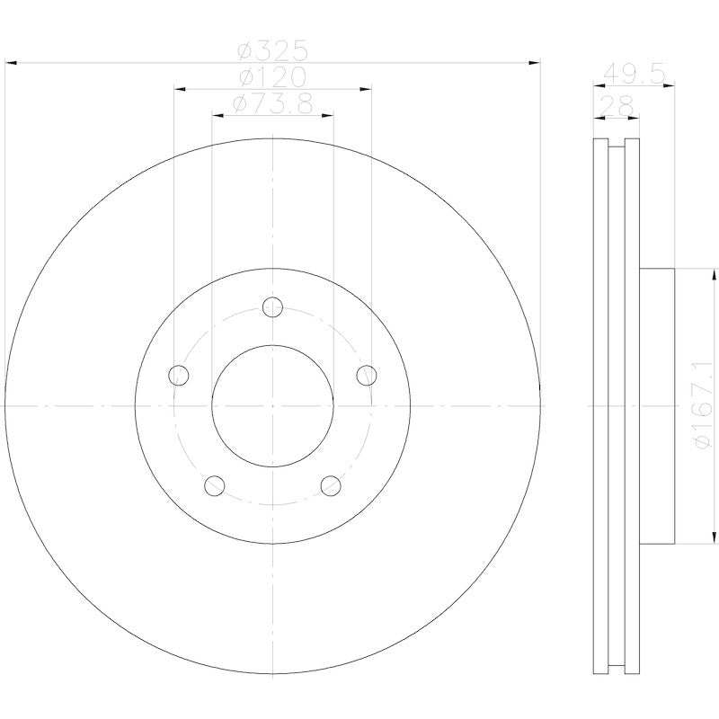 Hella Pagid Disc Brake Rotor 355123052