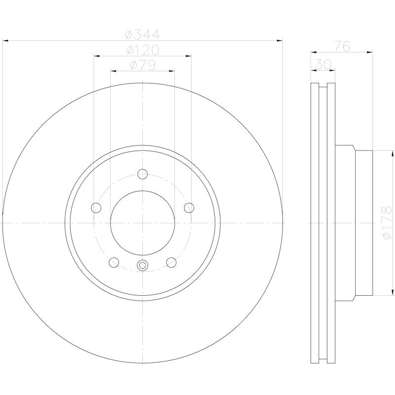 Hella Pagid Disc Brake Rotor 355123062