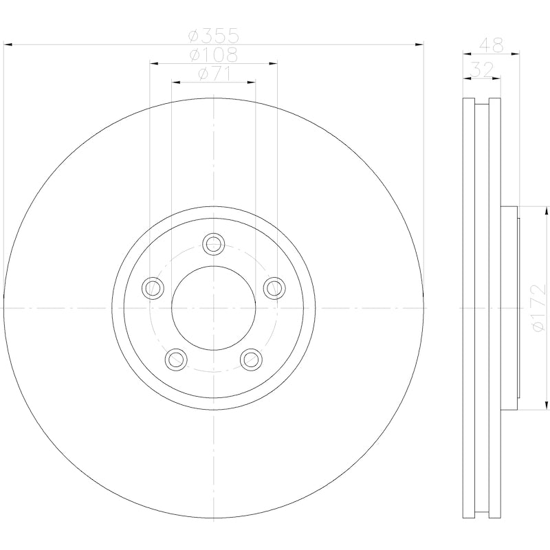 Hella Pagid Disc Brake Rotor 355123072