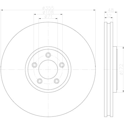 Hella Pagid Disc Brake Rotor 355123072