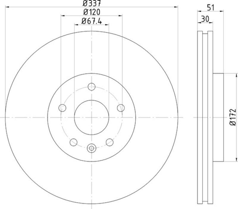 Hella Pagid Disc Brake Rotor 355123082