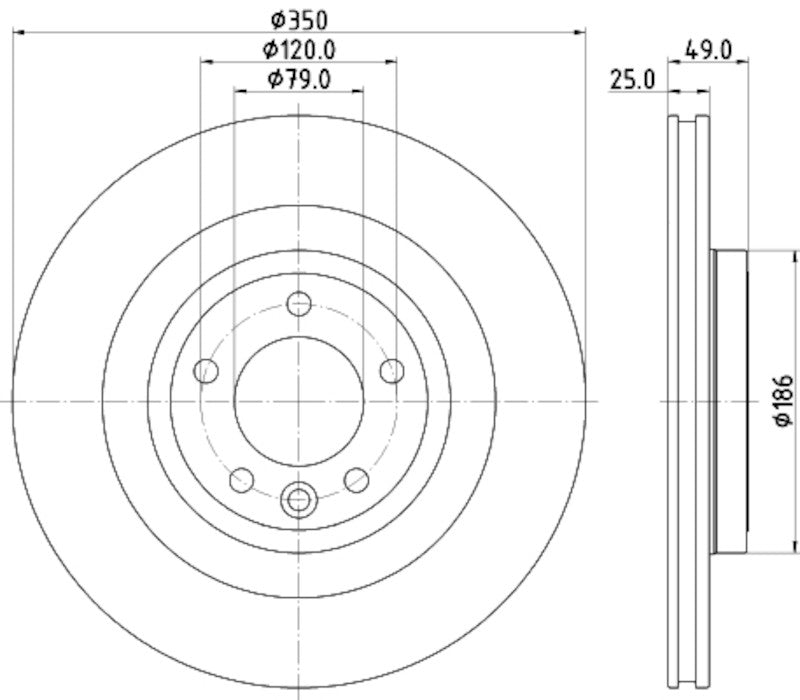Hella Pagid Disc Brake Rotor 355123091