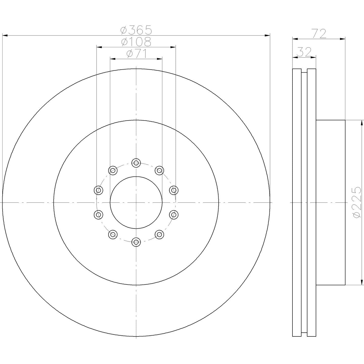 Hella Pagid Disc Brake Rotor 355123092