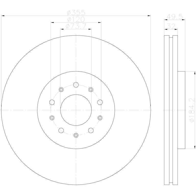 Hella Pagid Disc Brake Rotor 355123132