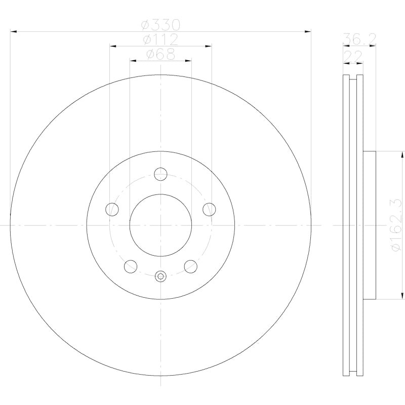 Hella Pagid Disc Brake Rotor 355123142