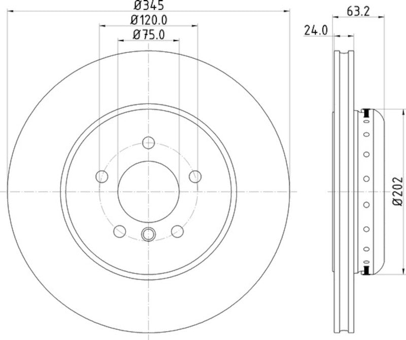 Hella Pagid Disc Brake Rotor 355123231