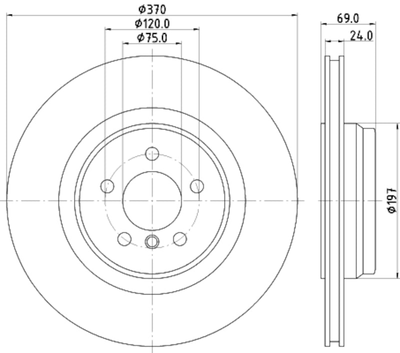 Hella Pagid Disc Brake Rotor 355125091