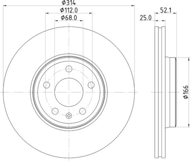 Hella Pagid Disc Brake Rotor 355125201