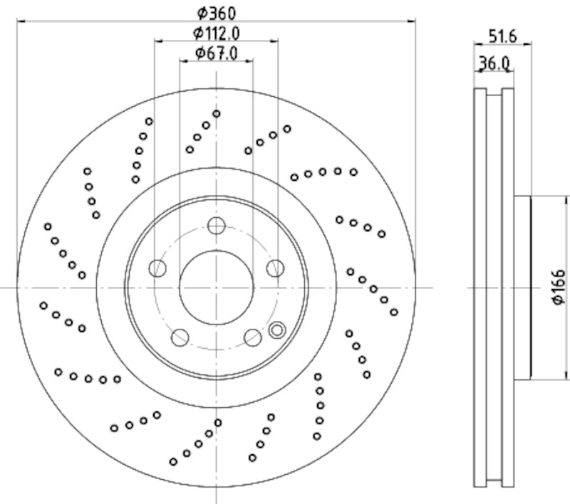 Hella Pagid Disc Brake Rotor 355126341