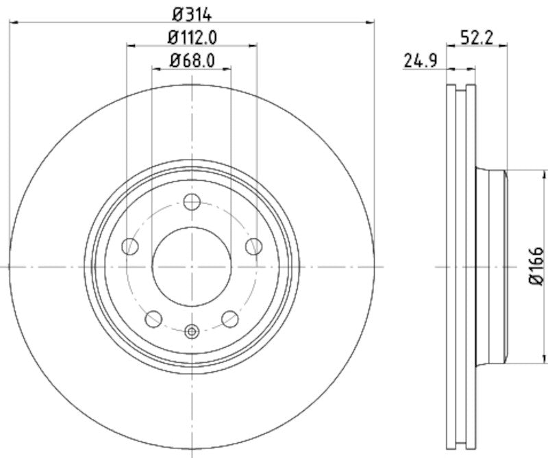 Hella Pagid Disc Brake Rotor 355128711