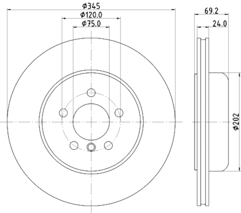 Hella Pagid Disc Brake Rotor 355132501