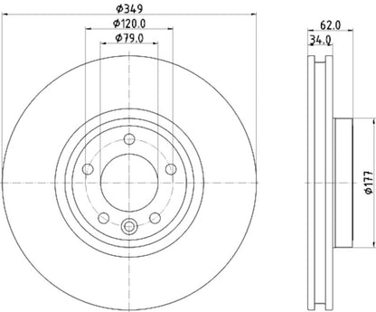 Hella Pagid Disc Brake Rotor 355132551