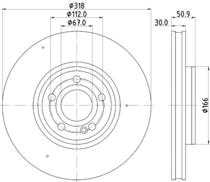 Hella Pagid Disc Brake Rotor 355133051