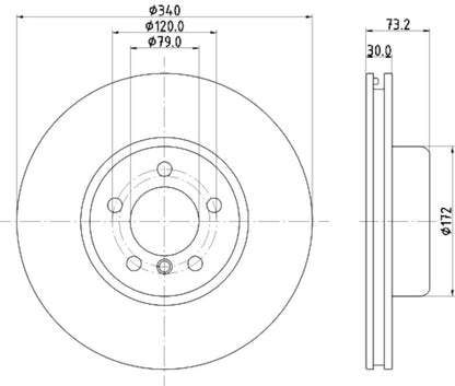 Hella Pagid Disc Brake Rotor 355133541