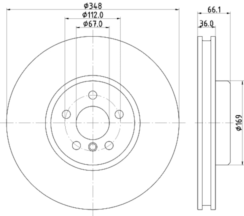 Hella Pagid Disc Brake Rotor 355133591