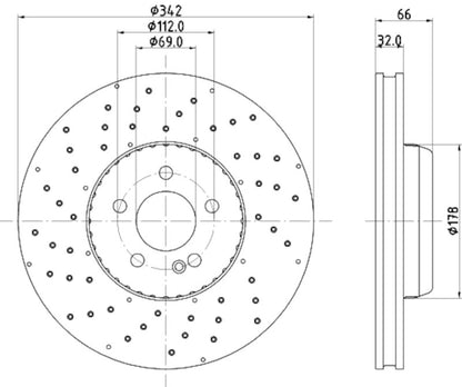 Hella Pagid Disc Brake Rotor 355134462
