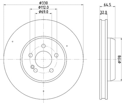 Hella Pagid Disc Brake Rotor 355134472