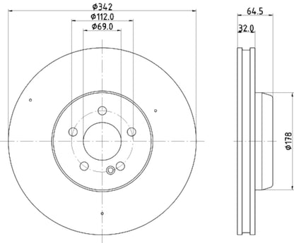 Hella Pagid Disc Brake Rotor 355134492