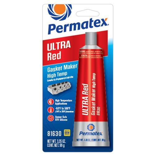 Permatex Ultra Red Gasket Maker 3.35 oz Carded Tube Sealers, Gasket Makers and Glues RTV and Silicone Sealers and Gasket Makers main image