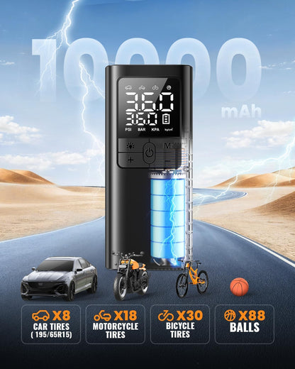 PrivateLabelMfg Tire Inflator Portable Air Pump - 150PSI & 10000mAh