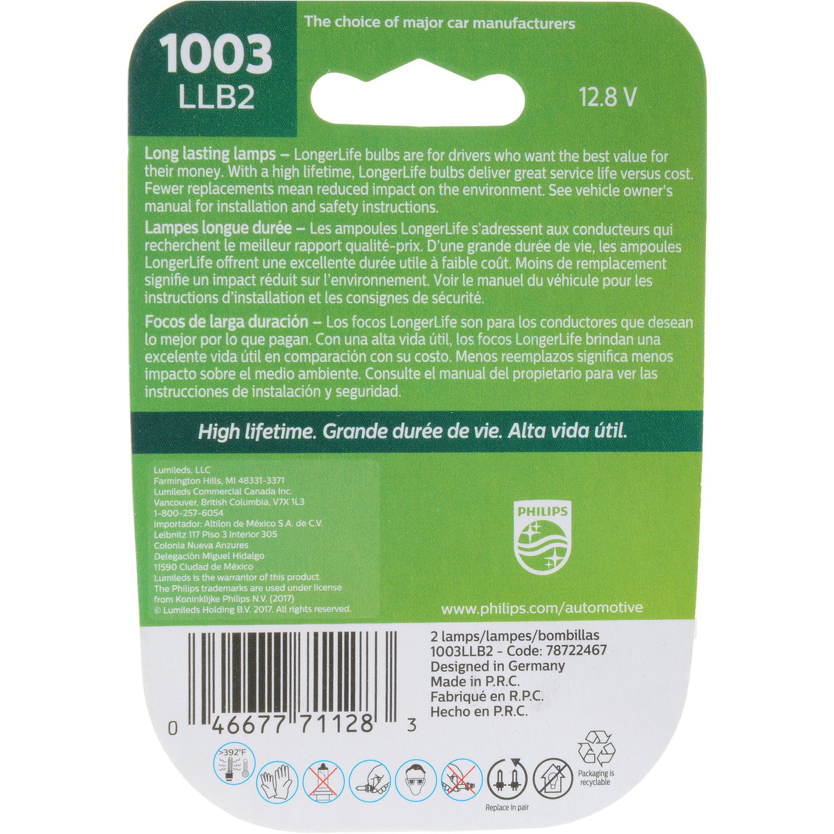 Philips Tail Light Bulb 1003LLB2