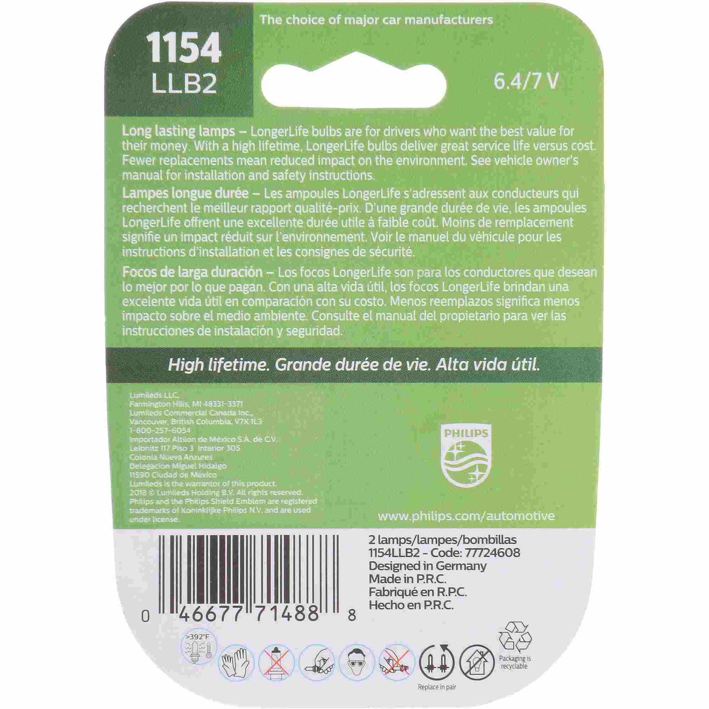 Philips Tail Light Bulb 1154LLB2