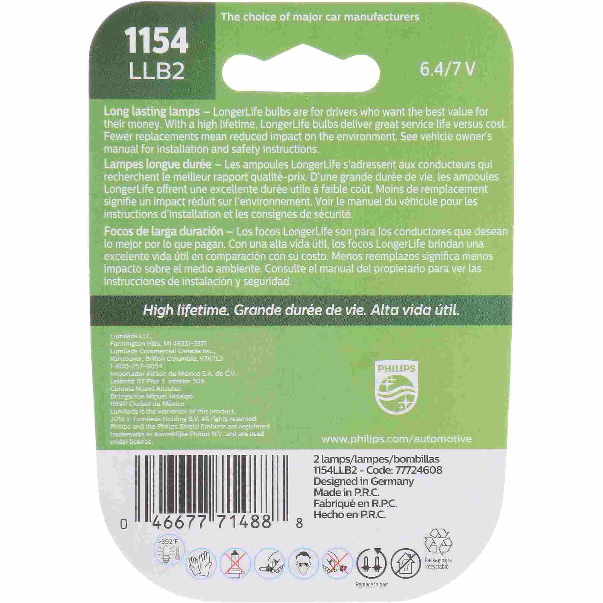 Philips Tail Light Bulb 1154LLB2