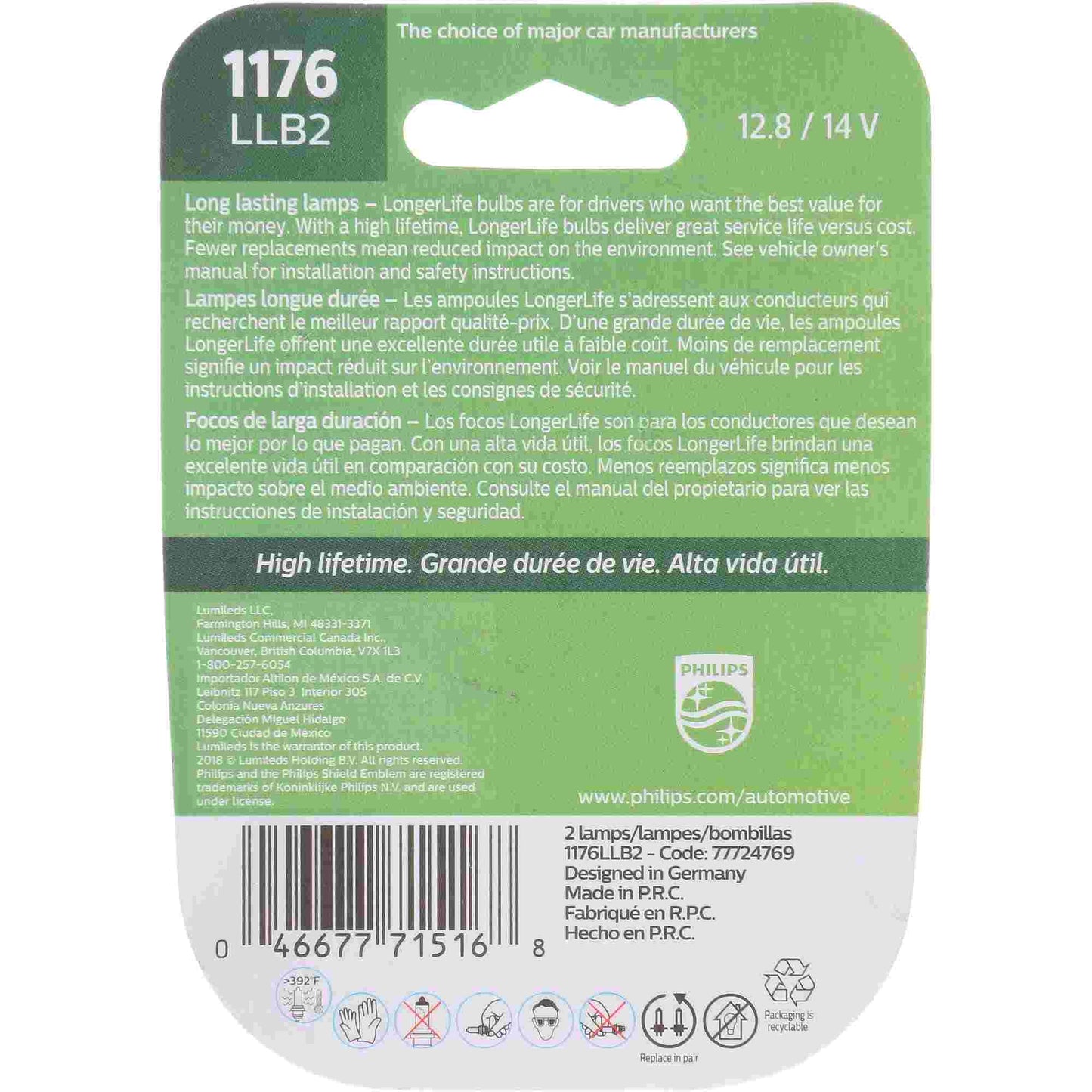 Philips Tail Light Bulb 1176LLB2