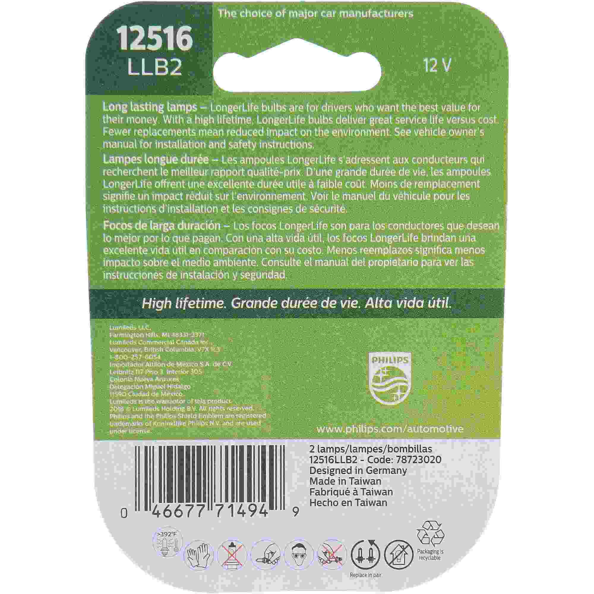 Philips Tail Light Bulb 12516LLB2