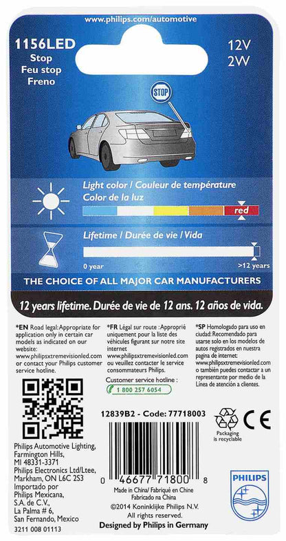 Philips Tail Light Bulb 12839REDB2