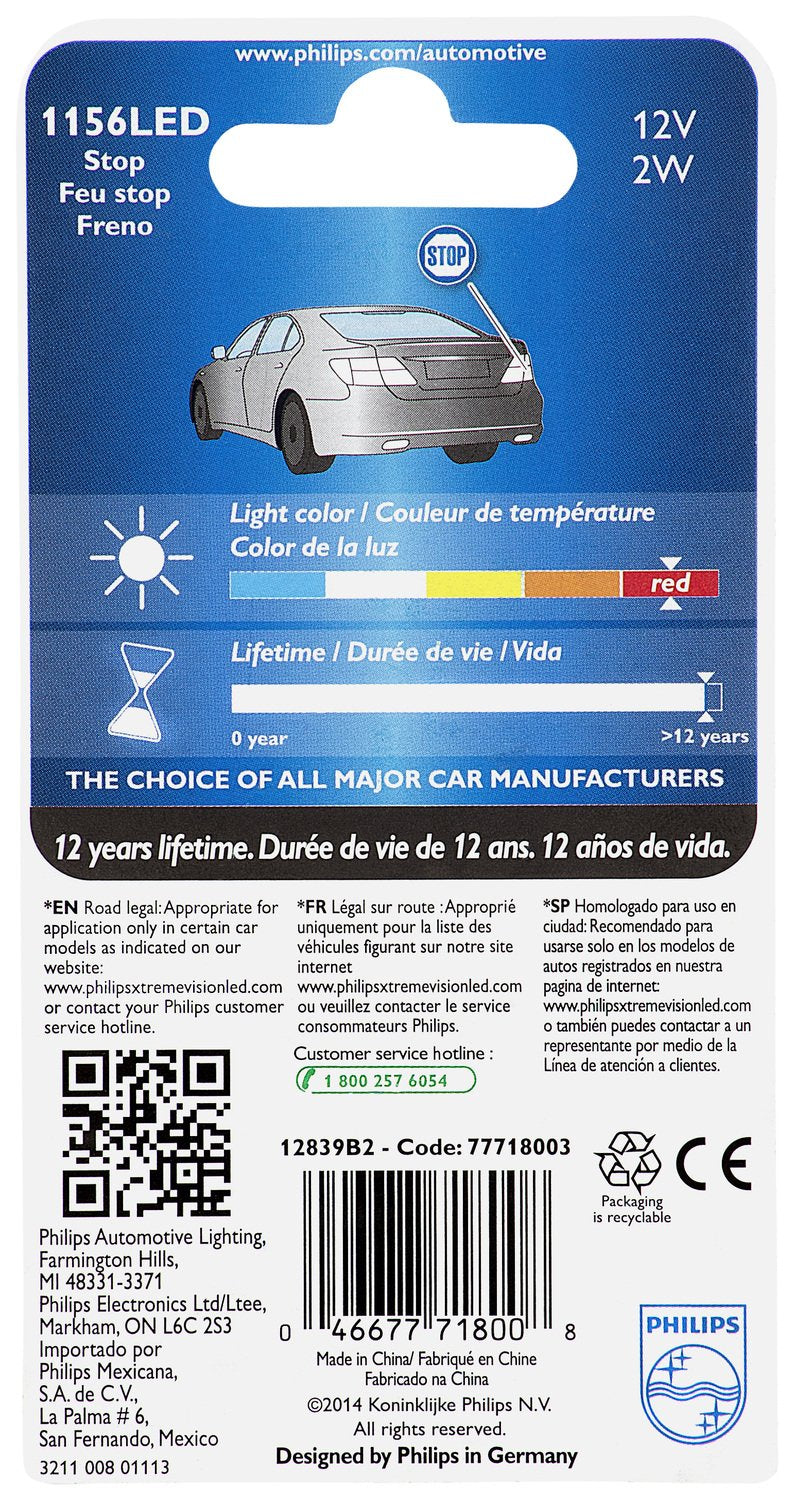 Philips Tail Light Bulb 12839REDB2