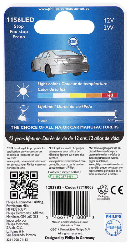 Philips Tail Light Bulb 12839REDB2