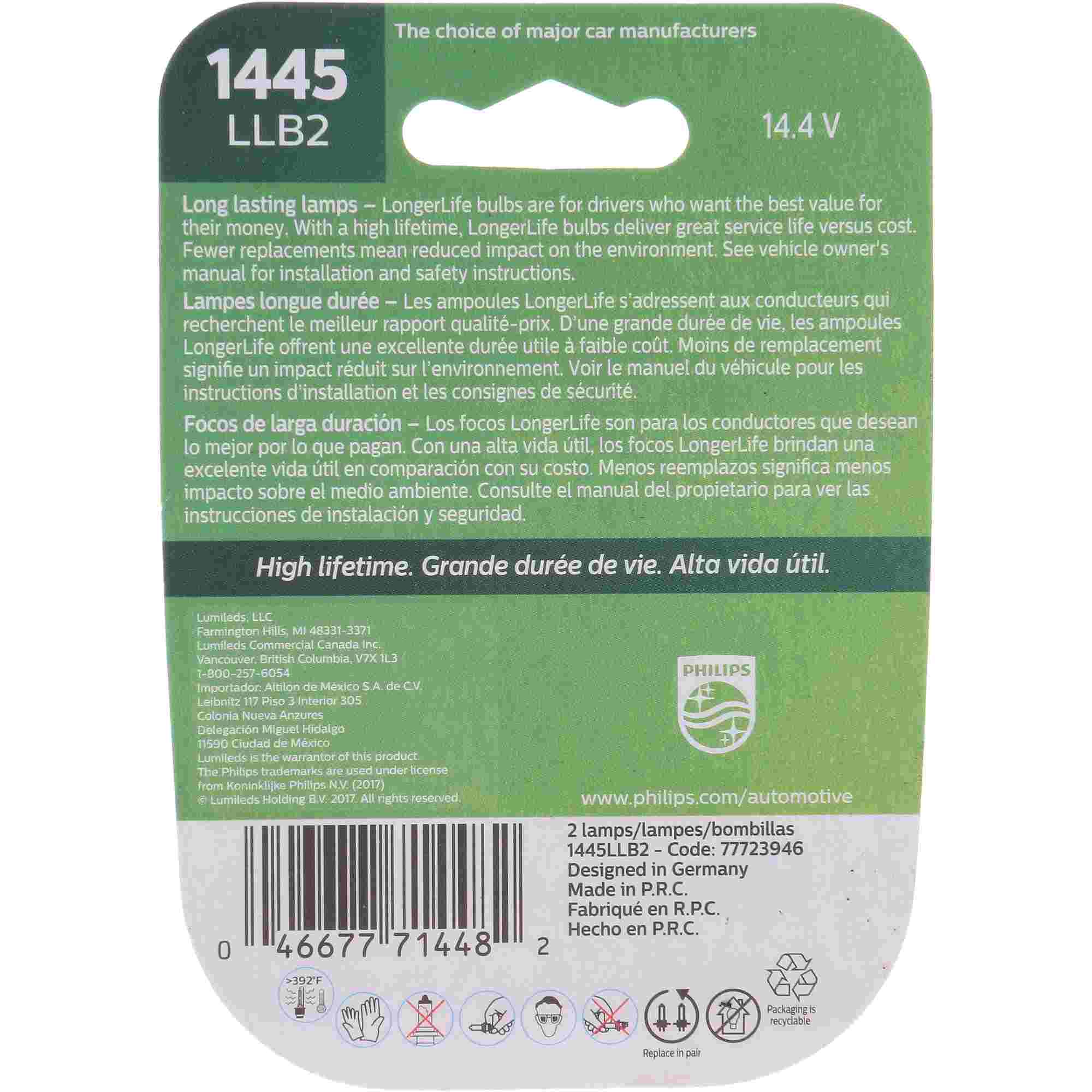 Philips Tail Light Bulb 1445LLB2