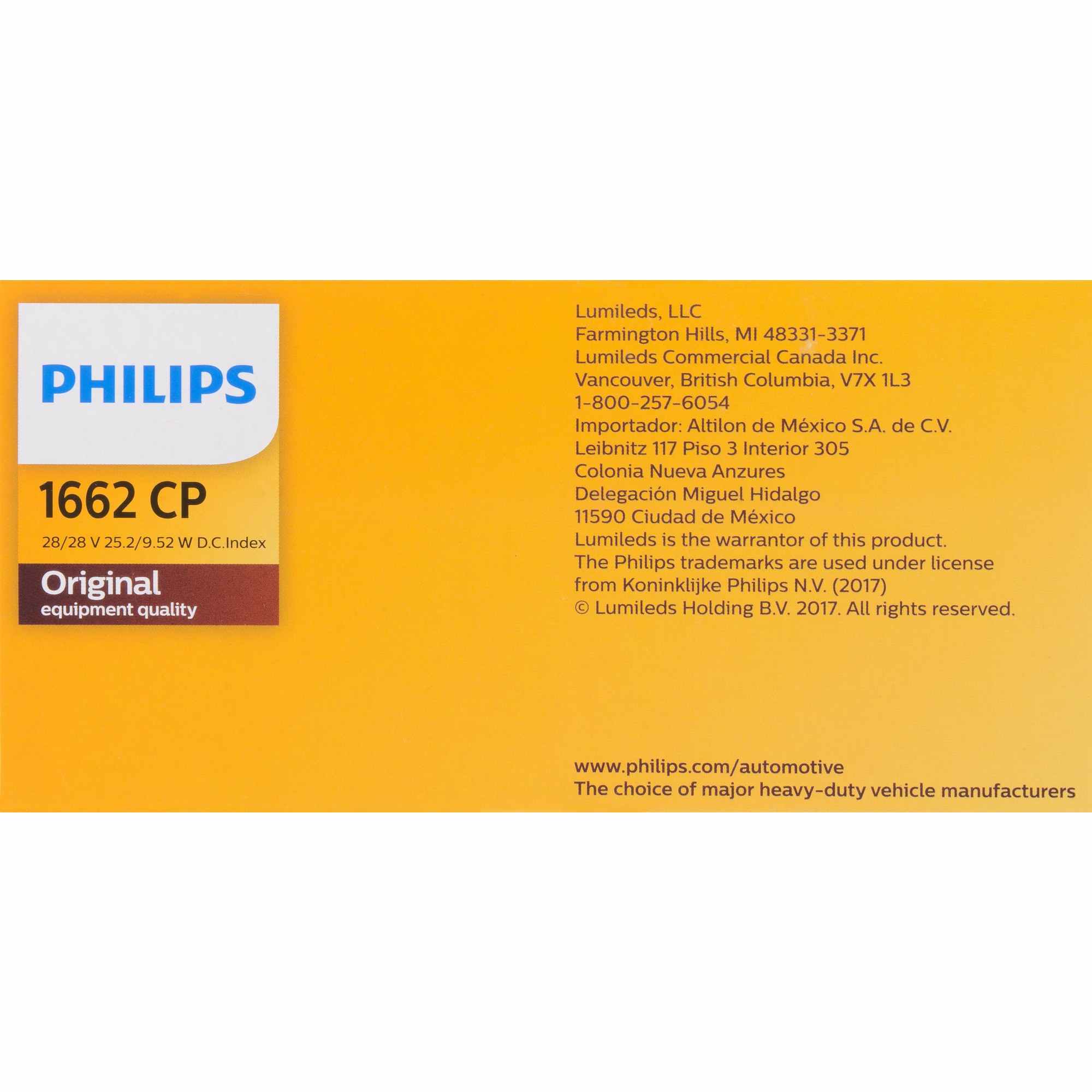 Philips Instrument Panel Light Bulb 1662CP