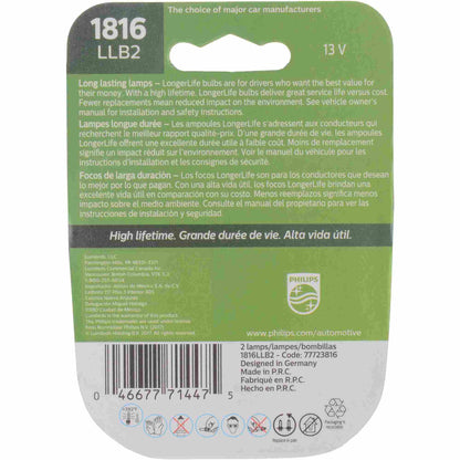 Philips Instrument Panel Light Bulb 1816LLB2