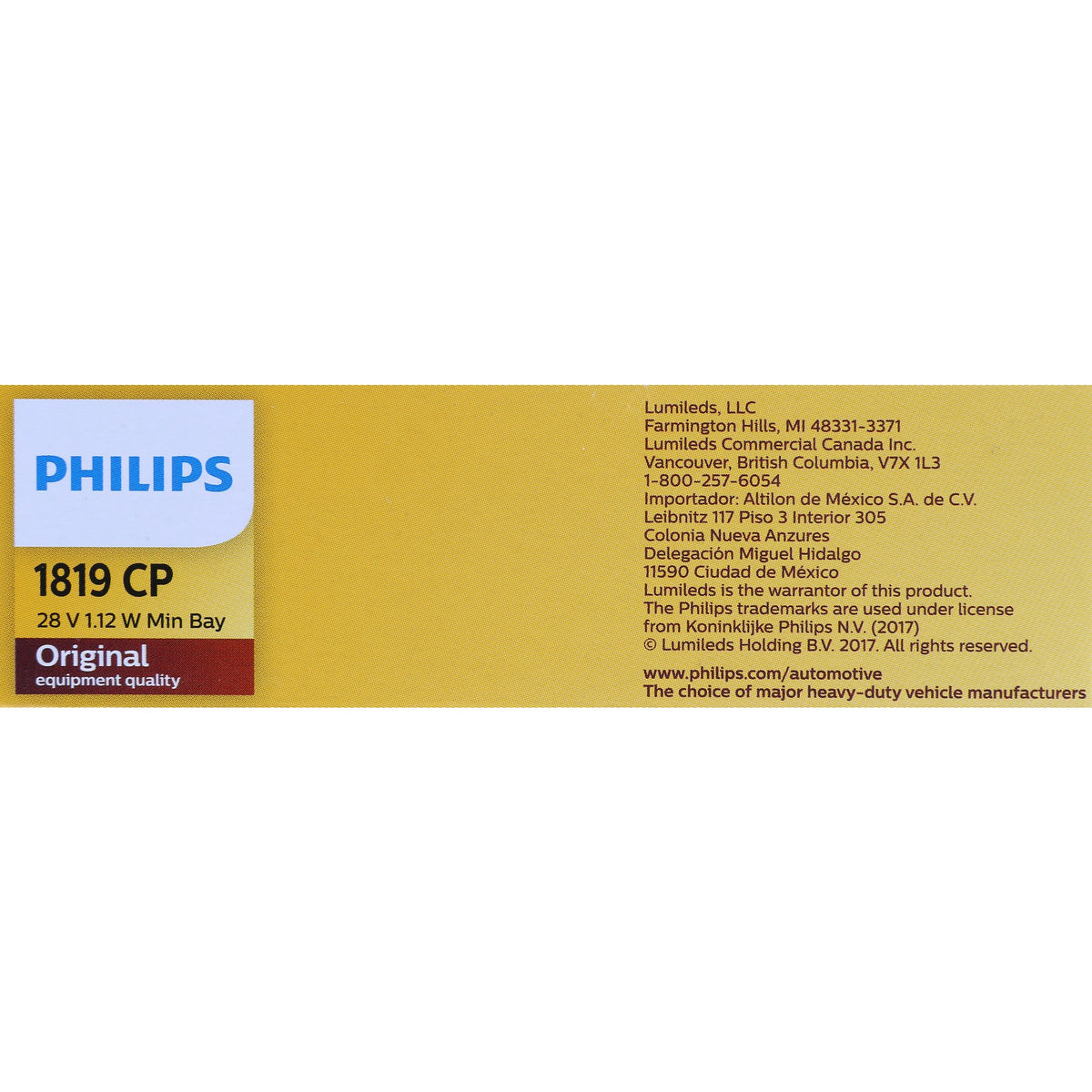 Philips Instrument Panel Light Bulb 1819CP