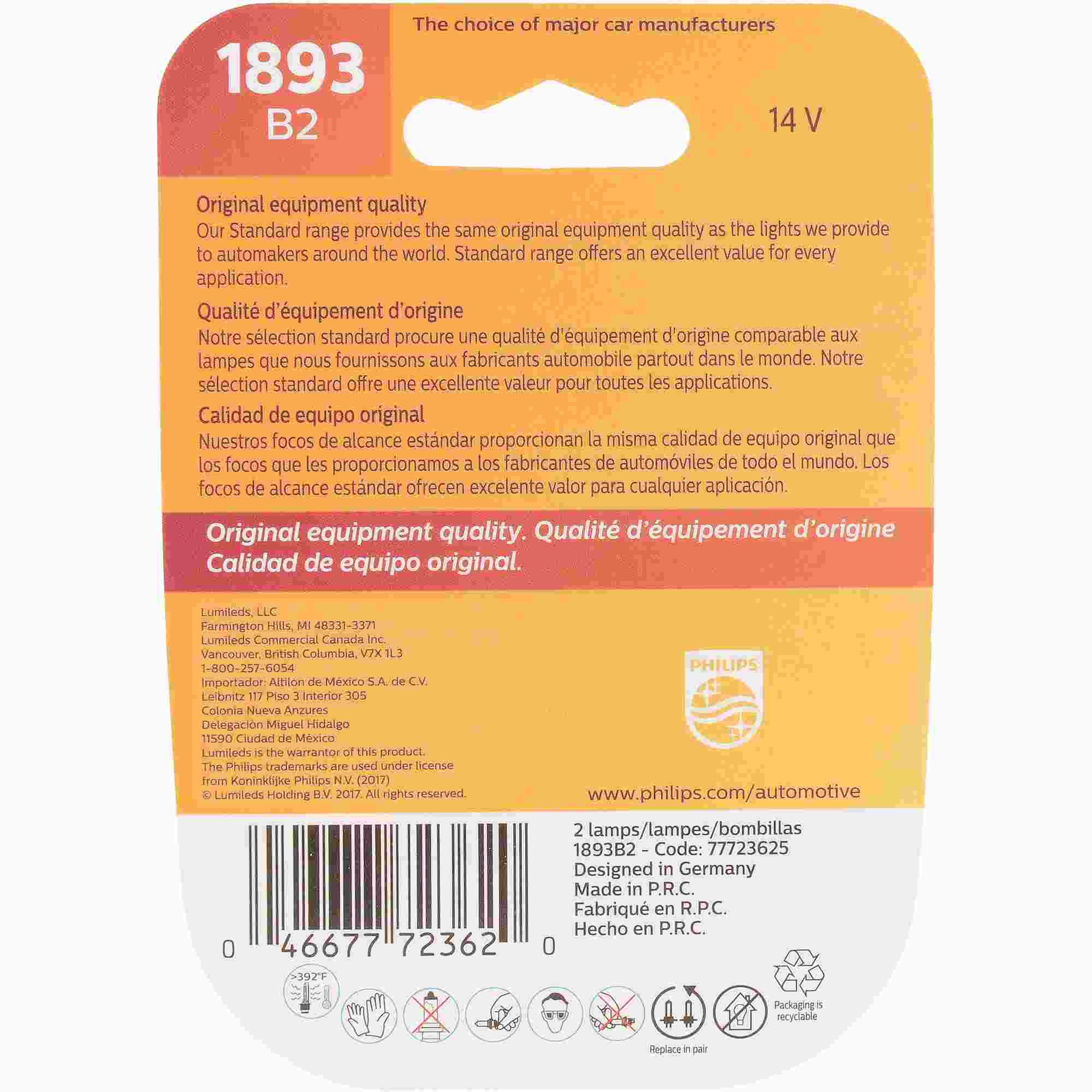 Philips Instrument Panel Light Bulb 1893B2