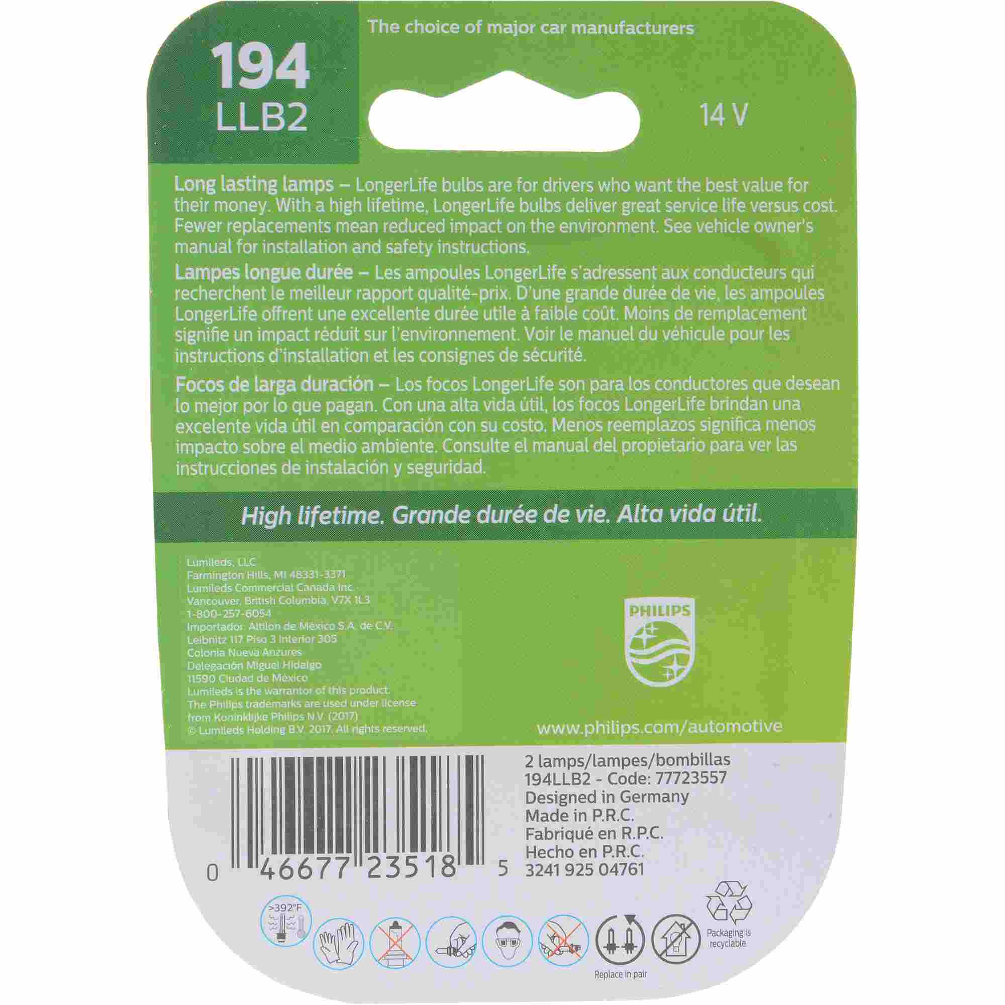 Philips Multi-Purpose Light Bulb 194LLB2