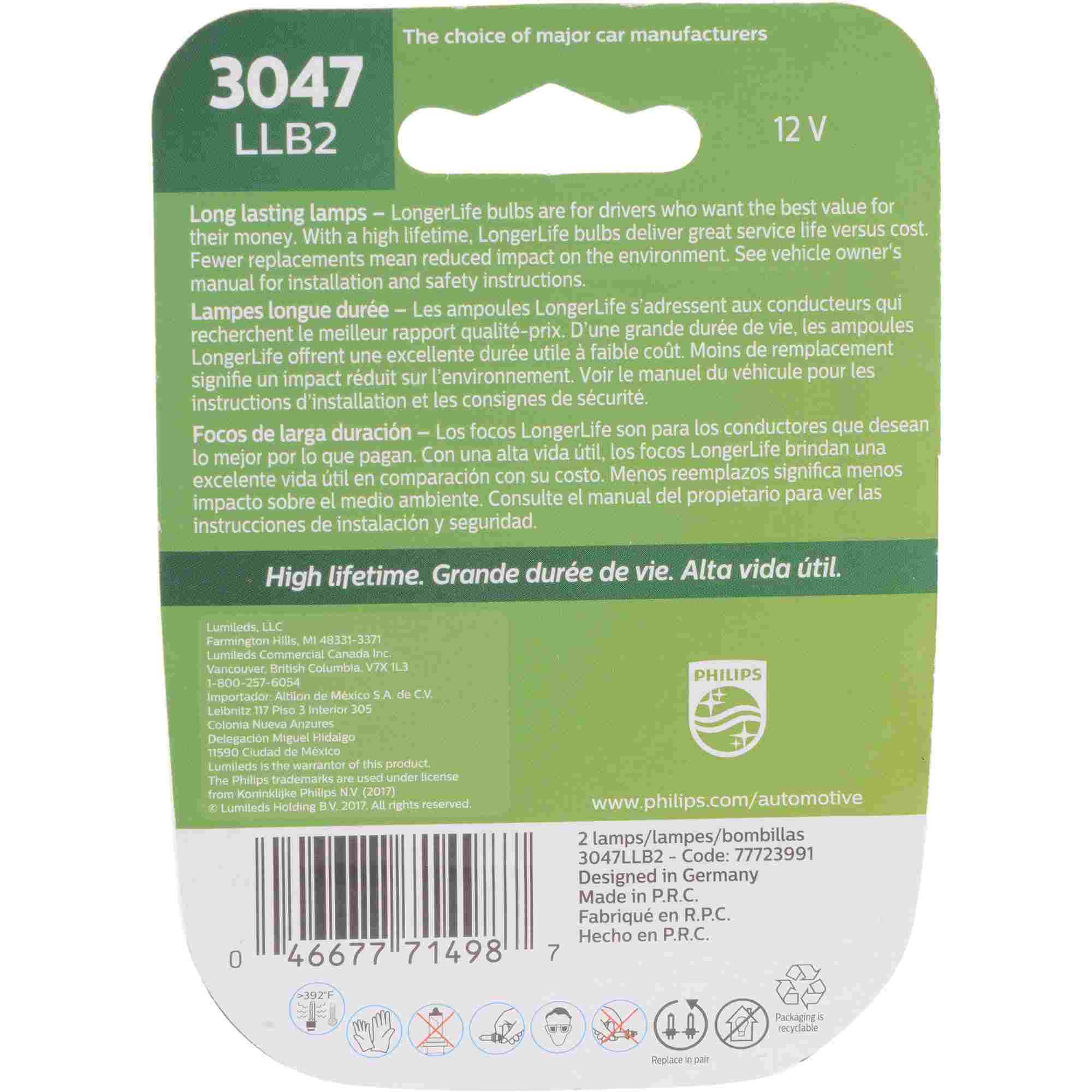 Philips Tail Light Bulb 3047LLB2