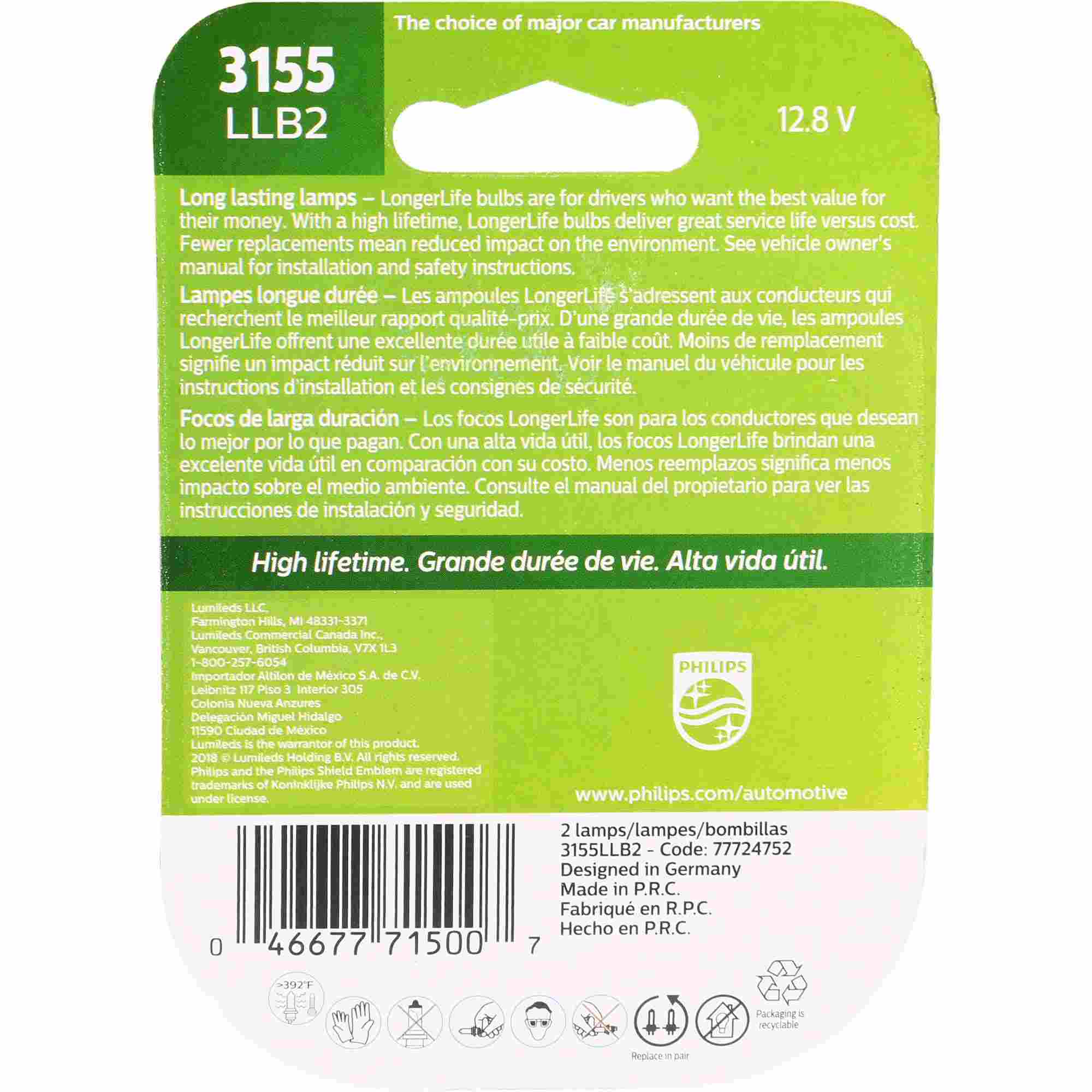 Philips Tail Light Bulb 3155LLB2