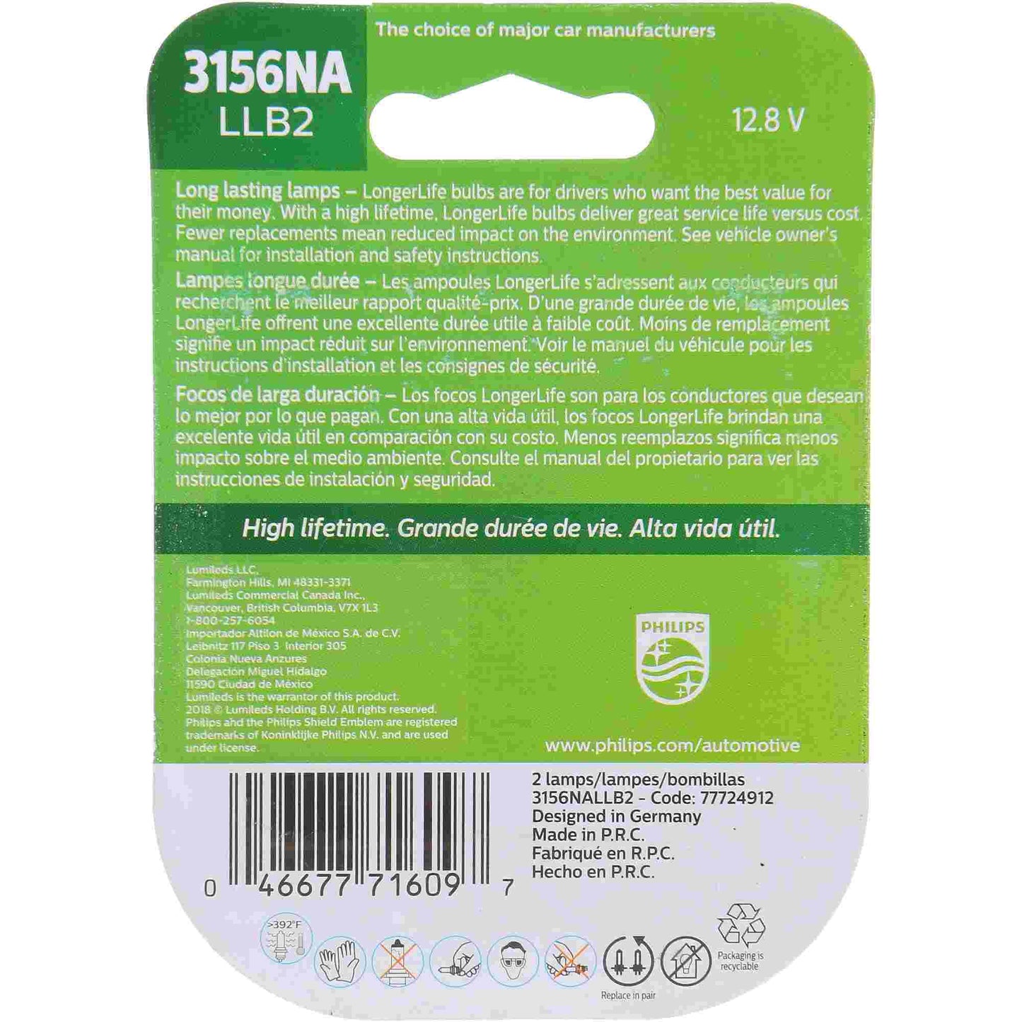 Philips Turn Signal Light Bulb 3156NALLB2