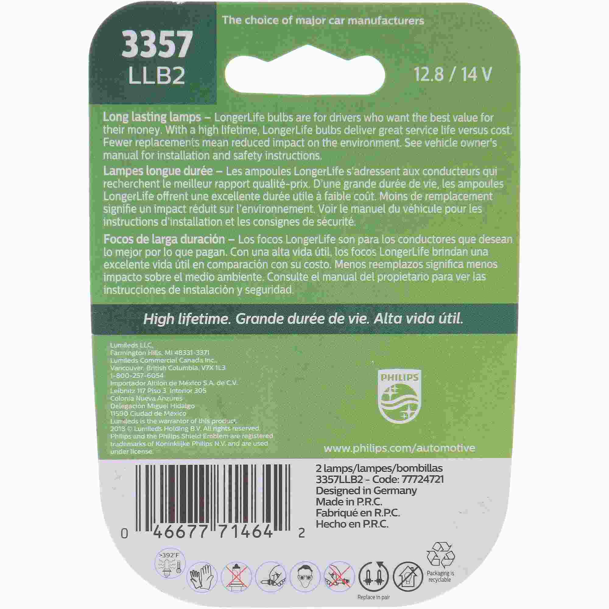 Philips Tail Light Bulb 3357LLB2