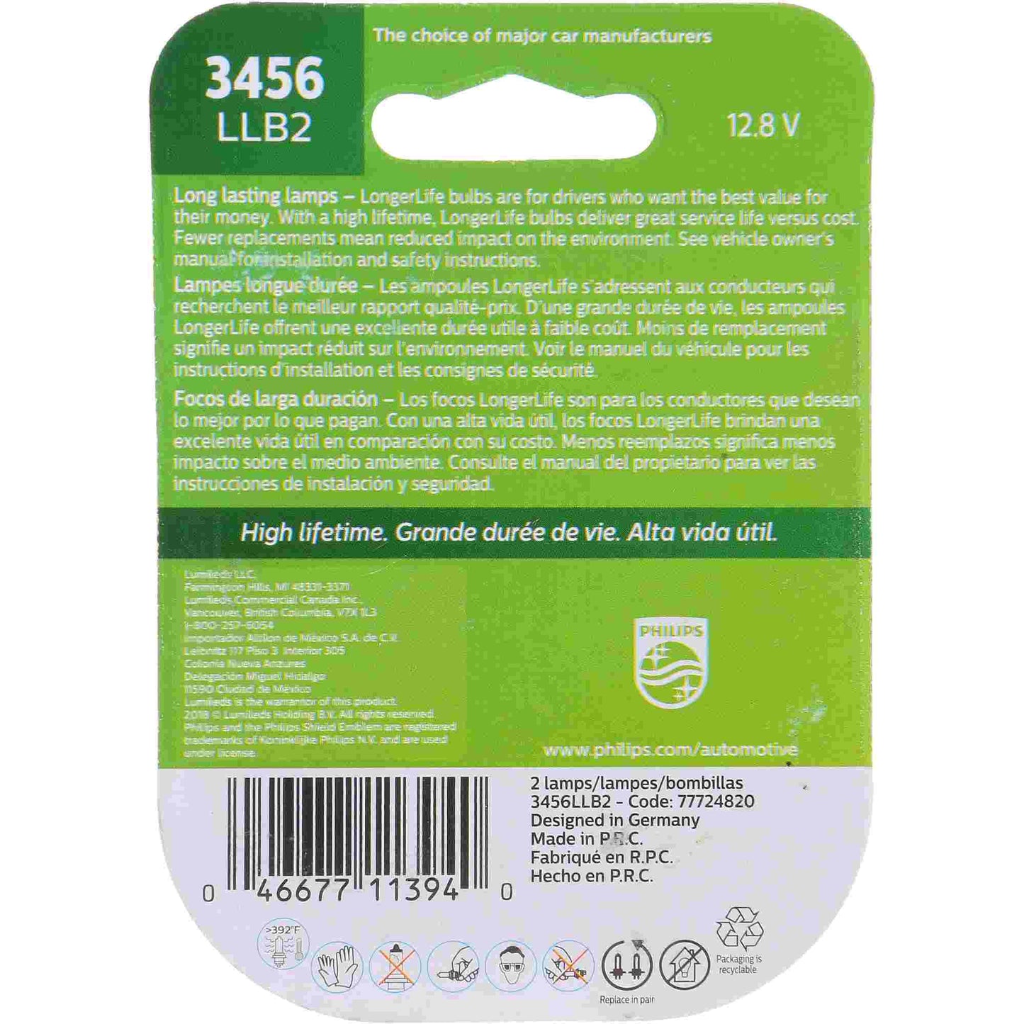 Philips Tail Light Bulb 3456LLB2