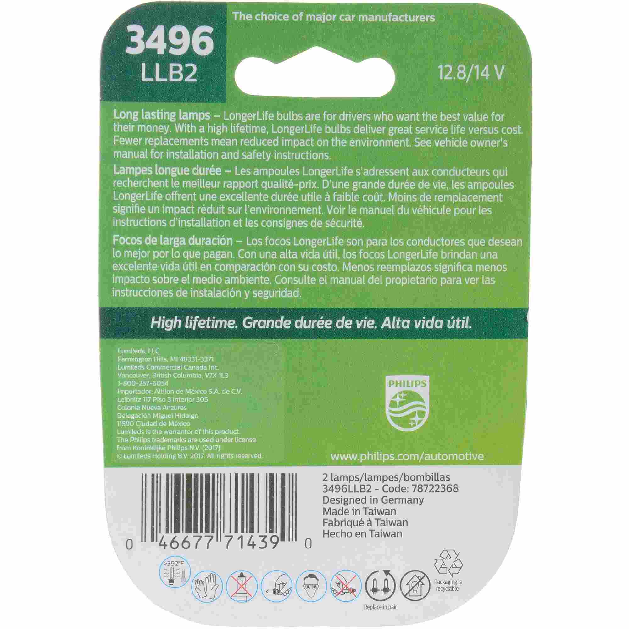 Philips Tail Light Bulb 3496LLB2