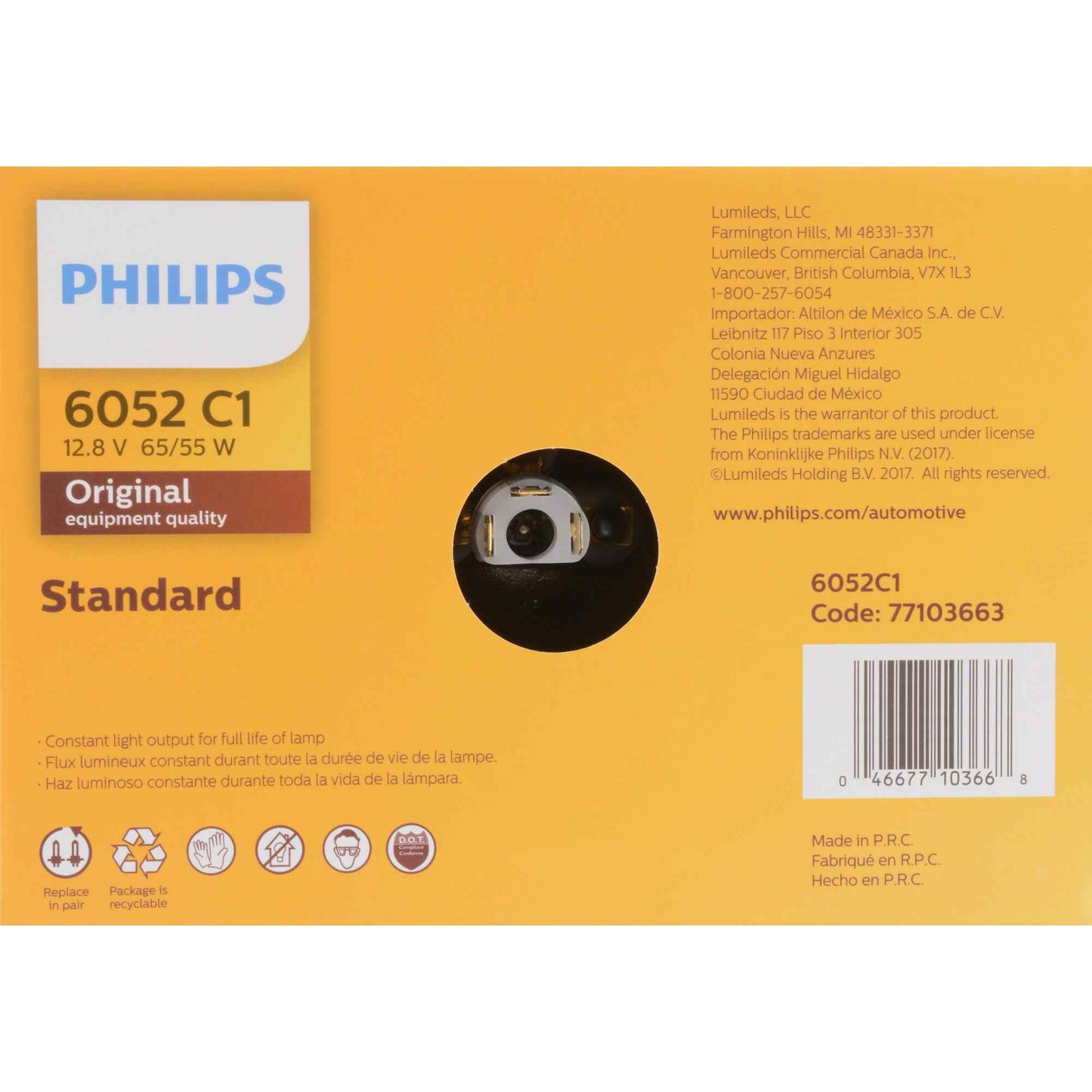 Philips Headlight Bulb 6052C1