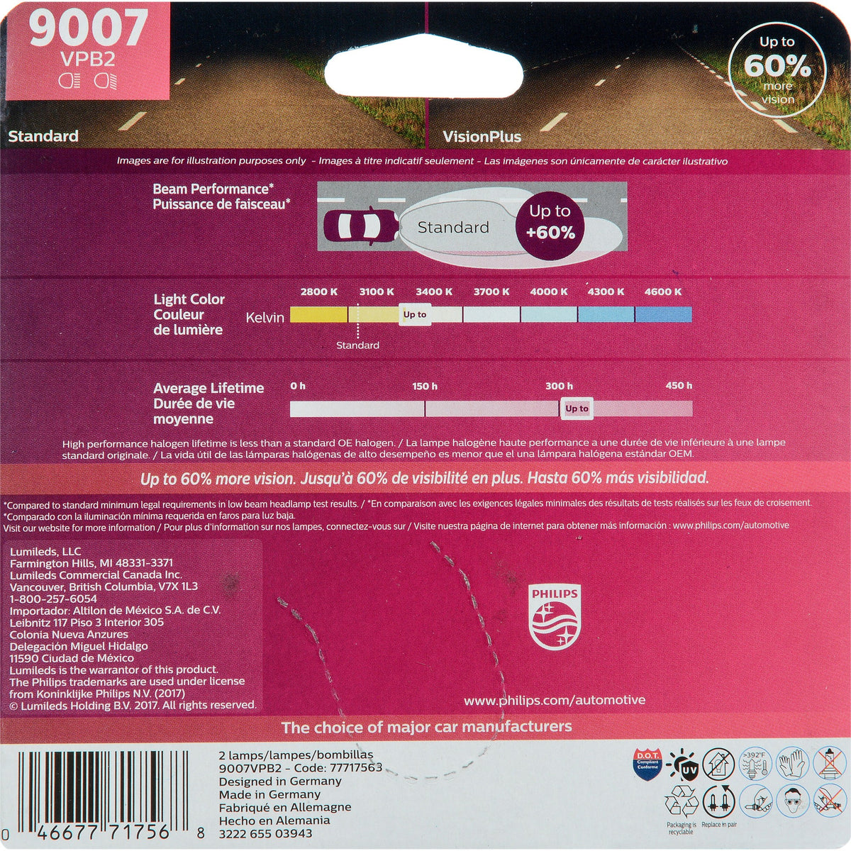 Philips Headlight Bulb 9007VPB2